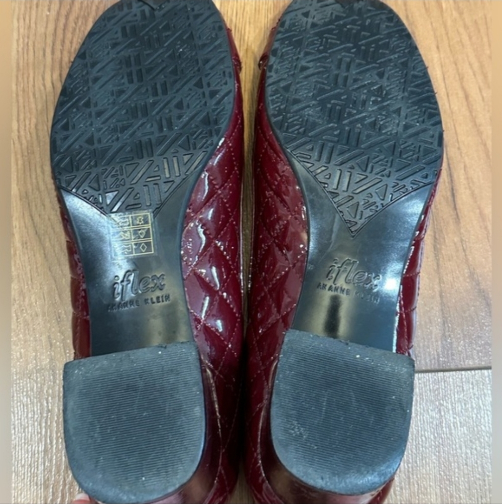 Anne Klein Burgundy Patent Quilted Low Block Heel Pumps with Buckle - Picture 5 of 11